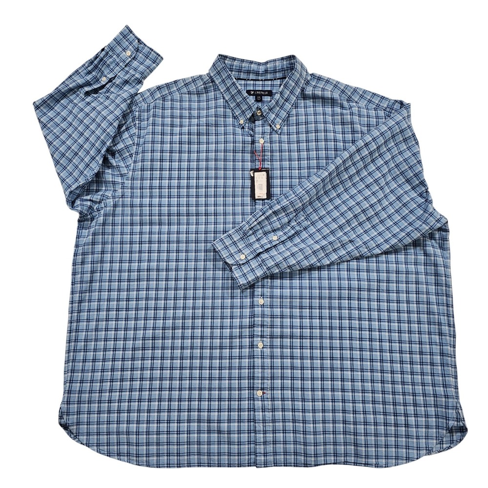 NWT Cremieux Plaid Button Down Shirt 4XB Blue‎ Big Man Long Sleeve Cotton